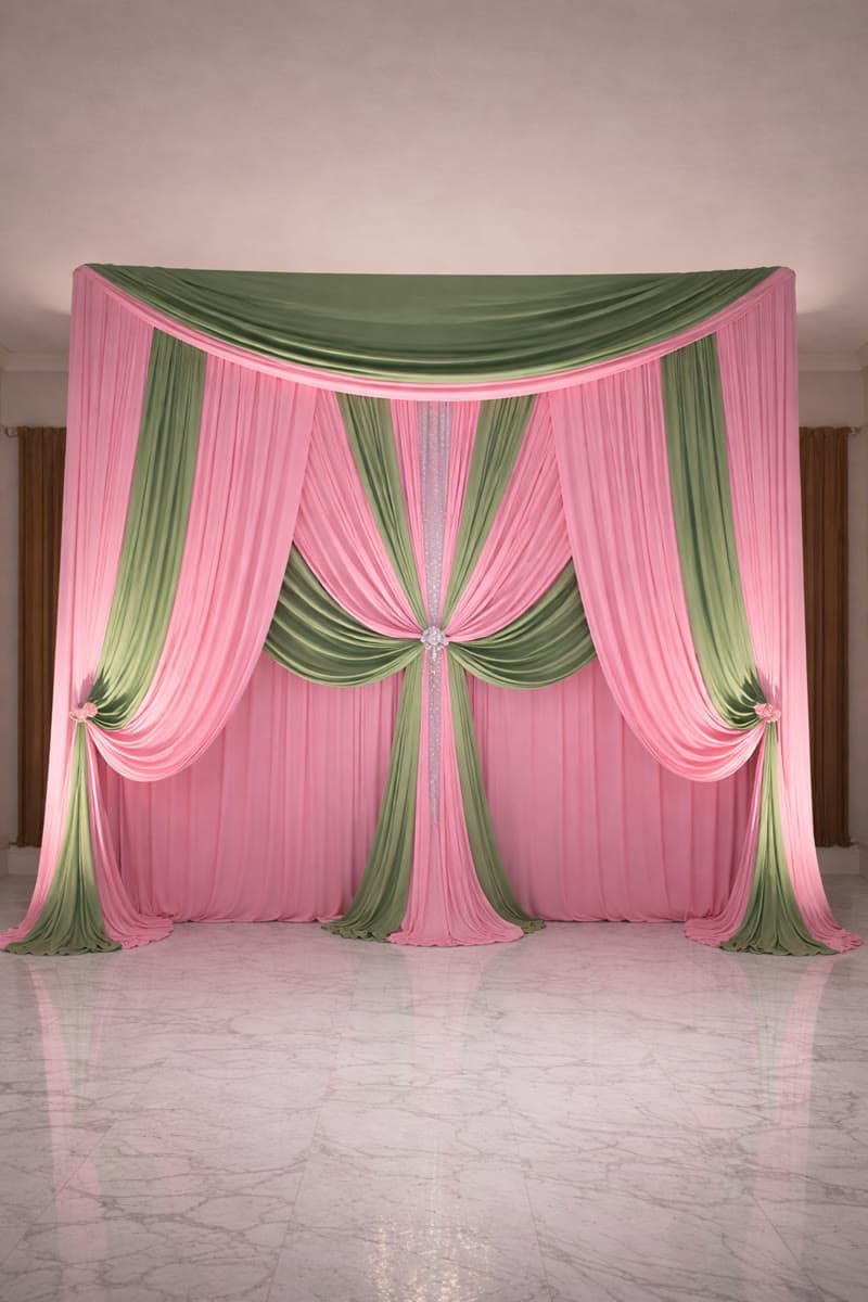 Pink & sage layered drape concept