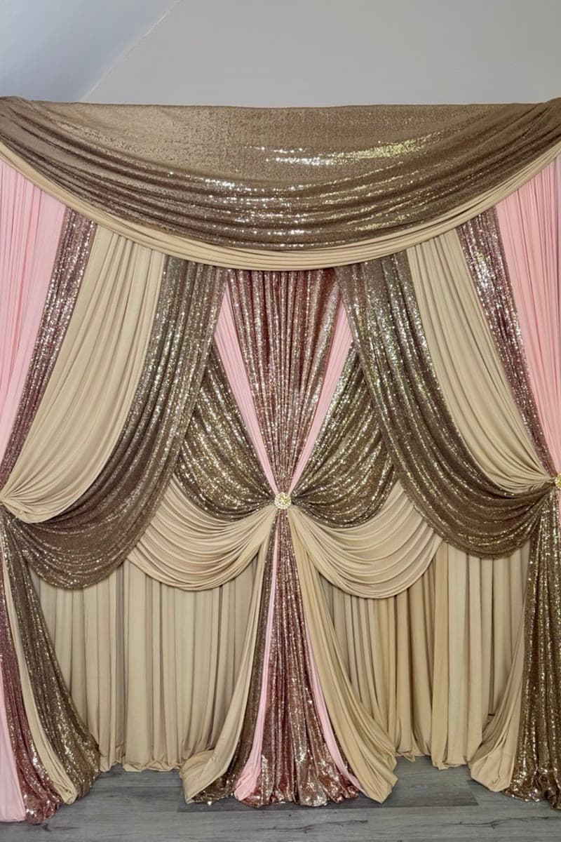 Champagne & blush sequin ceremony drape